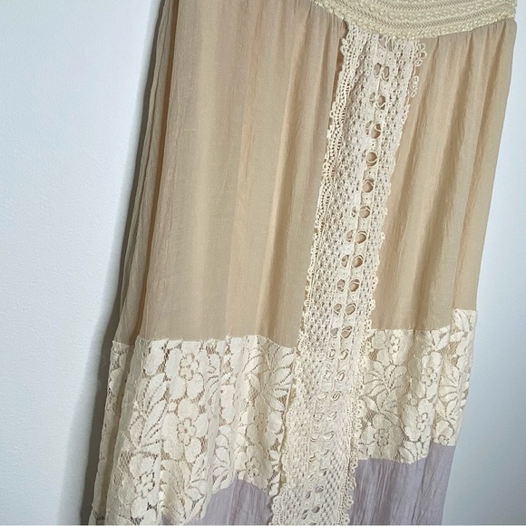 Anthropologie Ryu Bohemian Color Block Tiered Lace Maxi Skirt - Picture 4 of 11